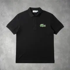 希少 LACOSTE ビッグワニ刺繍 半袖ポロシャツ 黒 43-17-250