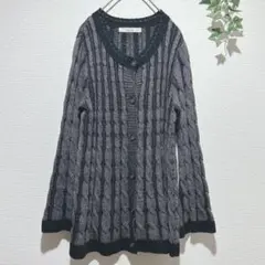 【Shuca GLOBAL WORK】ケーブル編み ロングカーディガン　Mサイズのサムネイル