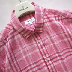 美品✨️ランバンオンブルーレッド系メンズシャツチェック Mロールアップ春夏秋のサムネイル