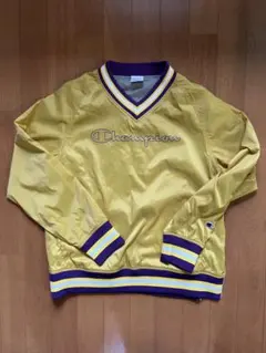 Champion ナイロンジャケット プルオーバー M イエロー紫美品古着コーデ