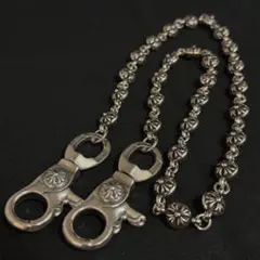 シルバー925 クロスカラビナ ダブルペーパーチェーン ウォレットチェーン シルバー925 クロスカラビナ ダブルペーパーチェーン ウォレット