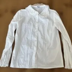 美品130サイズ フリル襟長袖シャツ