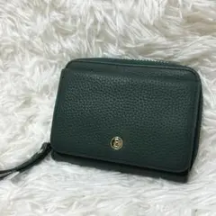 【美品】BARCOS バルコス ミニ財布 蛇腹財布 グリーン 本革