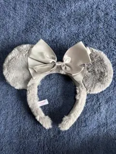 グレー ミッキー耳カチューシャ サテンリボン付き