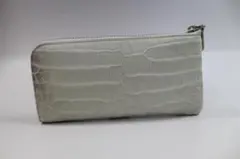 L字ファスナー クロコダイル 財布 長財布 ヒマラヤ ブルー マット 