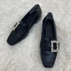 RANDA ランダ　ローファー　パール　ビジュ　ー　ブラック