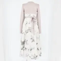 【美品】MERCURYDUO フラワードッキングロングスリーブワンピース M