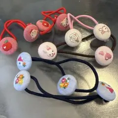 ファミリア刺繍デザイン ヘアゴム5個セット