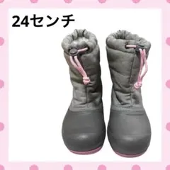 【ラスト1点❗️】✨キッズ スノーブーツ グレー×ピンク 24cm