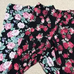 FOREVER 21 薔薇柄レギンス2枚セット　サイズL 黒地に花柄
