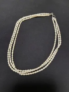美品　淡水パール　真珠　3連　天然未加工