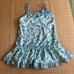 水色花柄フリル付きワンピース水着 130cm
