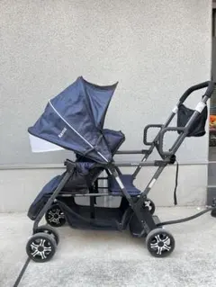 【美品】KATOJI　二人でゴー　2人乗りベビーカー レインカバー ベビーカー 二人でゴーDX（デニム）レインカバー付」について