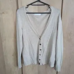 LOWRYS FARM ベージュ Vネック ニットカーディガン