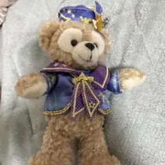 クマのぬいぐるみ 青紫衣装 キーホルダー付き