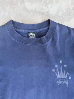 白タグold STUSSY クラウンロゴ Tシャツ ネイビー XL - メルカリ
