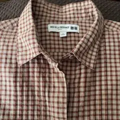 ユニクロ×イネス　Ｌ　ブラウン系チェックシャツ