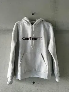 carhartt グレー ロゴ入り パーカー