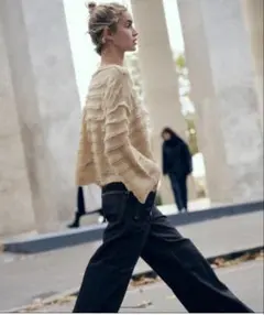 ZARA フリルトリムニットセーター