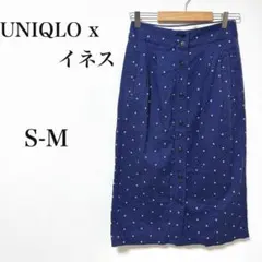 UNIQLO xイネスコラボ　チノスカート　花柄　ドット　　S-M コットン