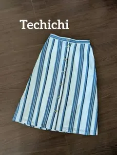Te chi chi テチチ ストライプ前開き 台形スカート ロングスカート Mのサムネイル