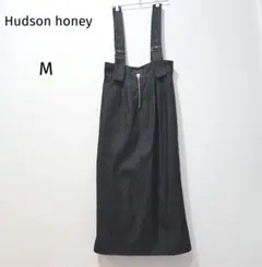 ハドソンハニー サロペット M ダークデニム ジッパー付 スリット 綿 ロング