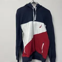 NAUTICA フードパーカー Lサイズ ネイビー×レッド ビッグシルエットのサムネイル