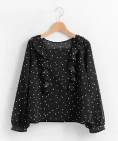 MAJESTIC LEGON フリルフェミニンパターンブラウス ハート柄