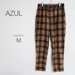 【アズール】コーデュロイパンツ【M】チェック柄 ウエストゴム ゆったり 美品のサムネイル