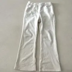 美品 120cm GU 裏起毛 リブパンツ ヌクヌクニットコールフレアパンツ