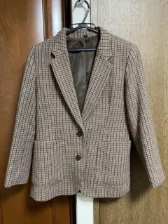 ブラウン チェック柄 テーラードジャケット