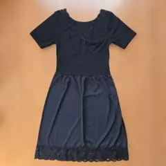 お値下げ❣️【美品】レース付インナーワンピース黒ペチコート 喪服インナーL
