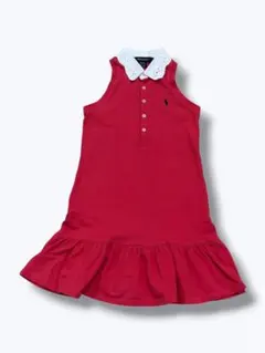 RALPH LAUREN ノースリーブワンピース M（8/10） 赤 襟付き