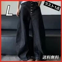 フロントボタン バギーデニム Lサイズ ストリート y2k ワイドパンツ