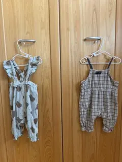 ミッフィーとチェック柄ロンパース2点セット