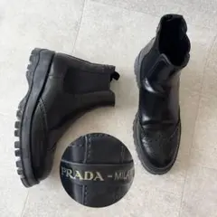 PRADA　プラダ　サイドゴアブーツ　 厚底　黒　ブラック　レザー　37のサムネイル