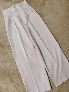 レディース　タックパンツ　ワイドパンツ　ブロックチェック柄　2way