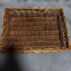 ブラウンラタン製長方形バスケット 約縦30cm×横40cm高さ8cm