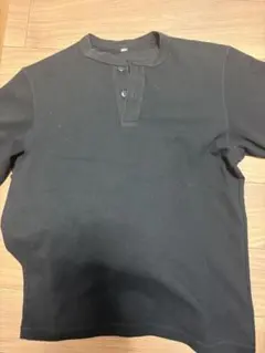 UNIQLO ヘンリーネック ワッフルカットソー ブラックのサムネイル