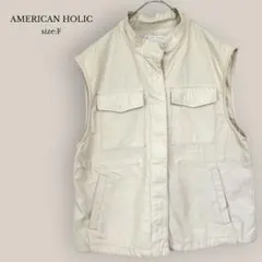 AMERICAN HOLICミリタリーアウトポケットベスト　アイボリー　コットン