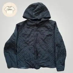 Calvin Klein キルティング中綿ジャケット L 黒 ボア裏地 フード付