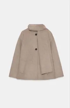 新品未使用　ZARA ウール ショートスカーフコート XS ミンク