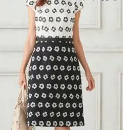 【TOCCA】トッカ 花柄 刺繍 モノトーンワンピース　サイズ0