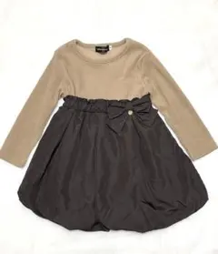 bebe ワンピース 95 長袖BeBe フォーマル　べべ　リボン　ブラウン