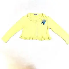 familiar イエローフリルリバティフラワーカーディガン　110