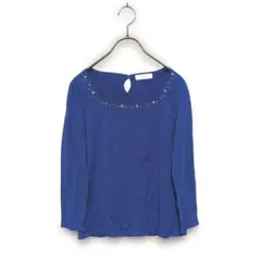 any SiSエニィスィス【2】ビジュー付きスクエアネックニット 七分袖