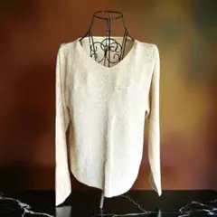 grove Vネックニットセーター　（アイボリー/Mサイズ）　オーバーサイズ