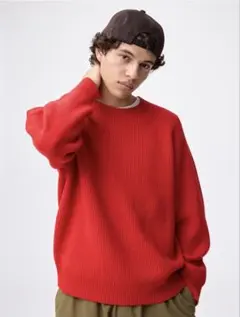 【完売品】GU アゼクルーネックセーター サイズM レッド