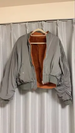 GYDA カーキ MA-1 ジャケット フリース裏地付き リバーシブル