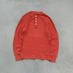 00s OLD UNIQLO ヘンリーネック　サーマル　ロンT ピンク　Y2K